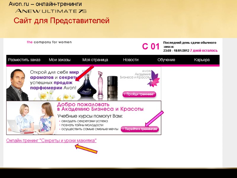 Avon.ru – онлайн-тренинги Сайт для Представителей